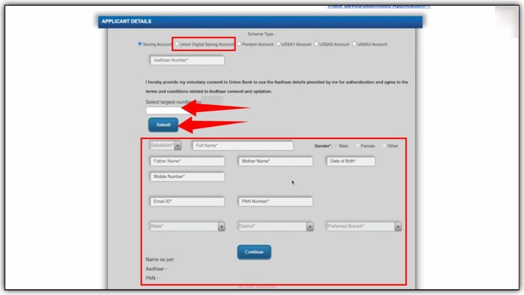 Union Bank Of India Account Opening Form Online