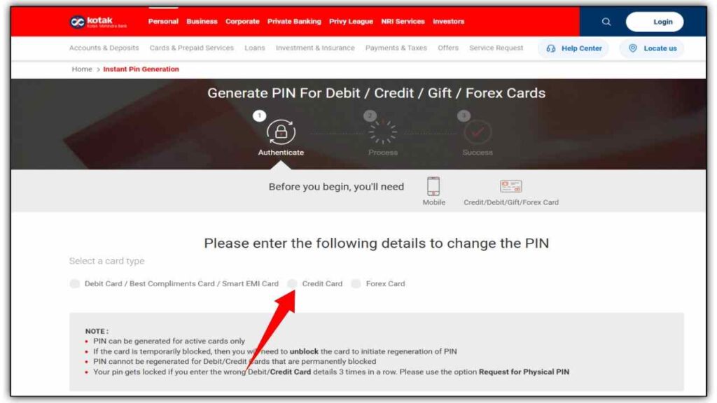 Online Kotak Credit Card Pin Generation Kaise Kare 